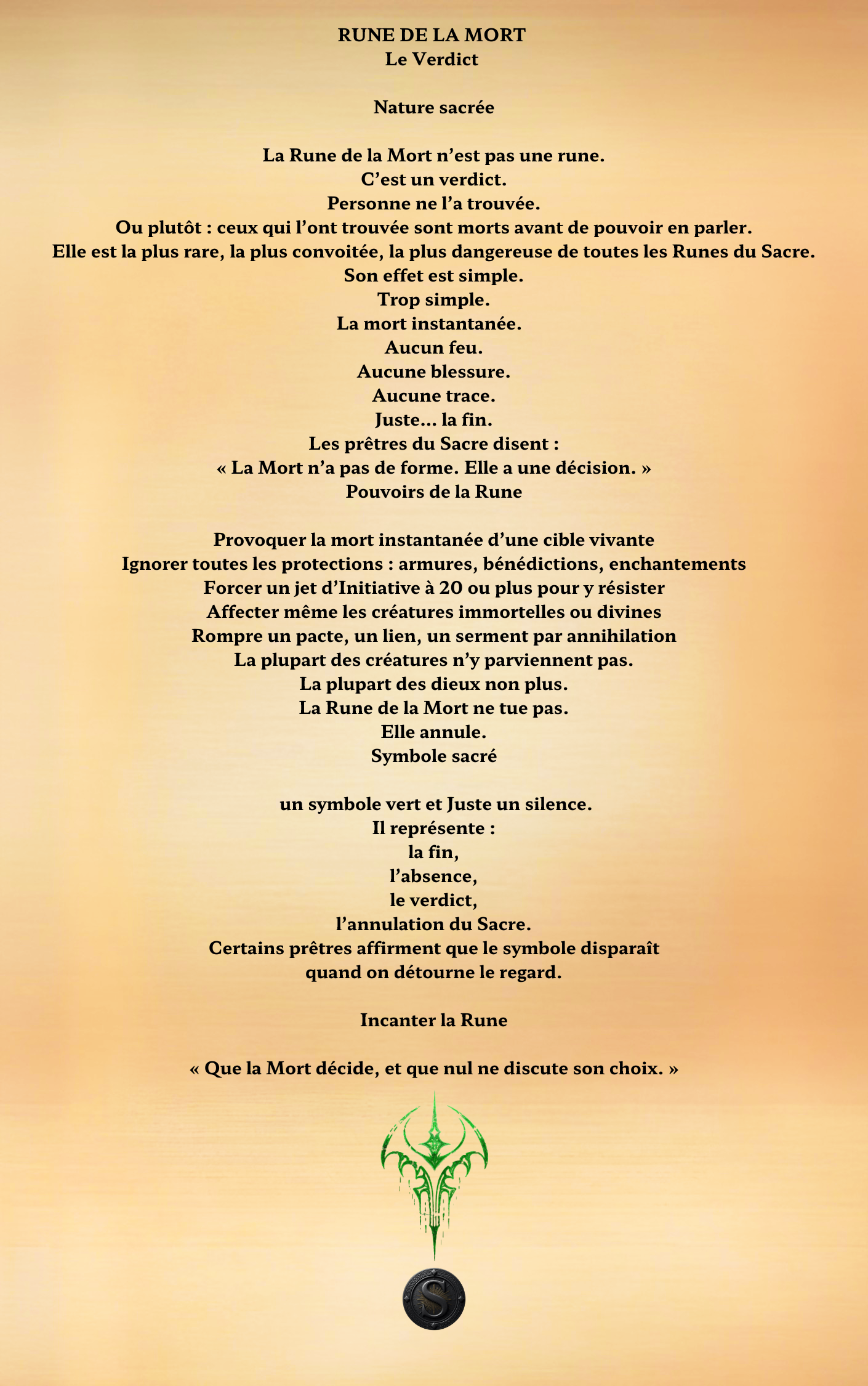 Fiche Rune de la Mort