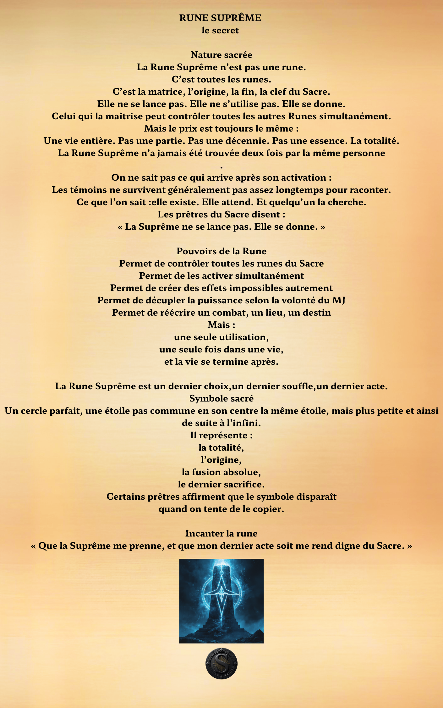 Fiche ✦ Rune Suprême